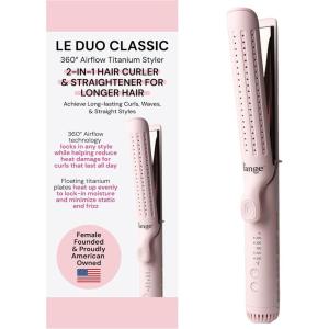 L’ANGE HAIR Le Duo Grande 360° Airflow Styler | 2-in-1 Curling Wand & Titanium Flat Iron Professional Hair Straightener and Curler with Cooling Air Vents to Lock in Style (Blush)(Blush Grande)