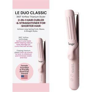L’ANGE HAIR Le Duo Grande 360° Airflow Styler | 2-in-1 Curling Wand & Titanium Flat Iron Professional Hair Straightener and Curler with Cooling Air Vents to Lock in Style (Blush)(Blush Standard)
