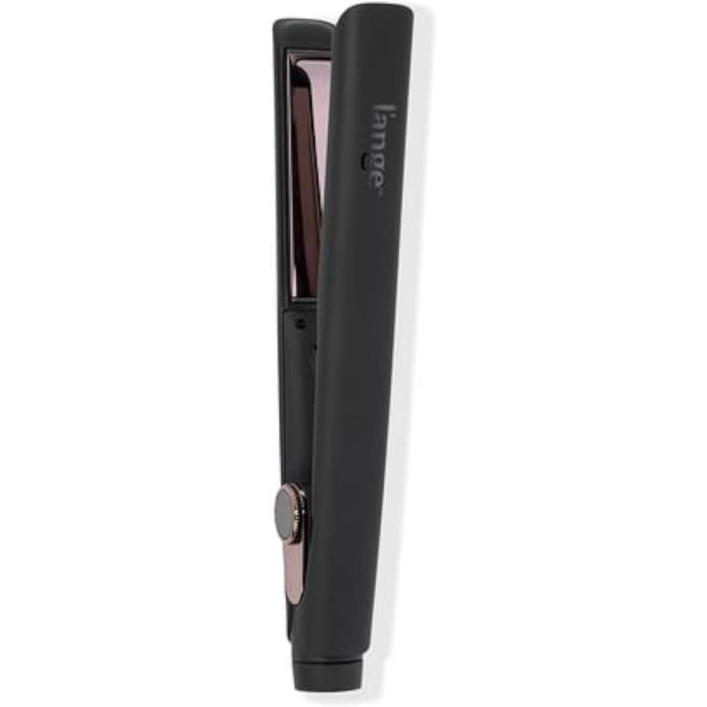 imageLANGE HAIR Le Titane Titanium Flat Iron  Hair Straightener with Curved Edges for Versatile Styling  Dual Voltage Flat Iron with Infrared Heat amp Adjustable Temperature  1 BlackBlack 1