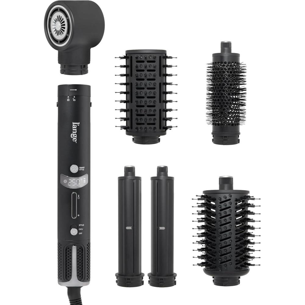 imageLANGE HAIR TurboStyle AllinOne Air Styling amp Drying System  5in1 Attachments with AutoWrap Curlers amp Volumizing Brush  FastDrying Brushless Motor Dryer  Dual Voltage  All Hair Types BlackBlack