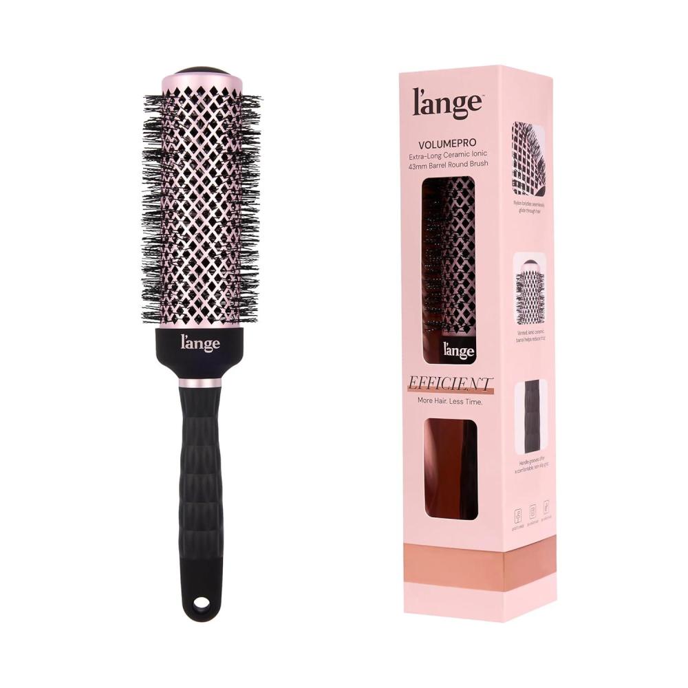 imageLANGE HAIR VolumePro ExtraLong Ceramic Ionic Round Brush Black  For Blow Drying Curling amp Styling  Adds Volume Reduces Frizz amp Boosts Shine  Ideal for ExtraLong Hair 33mm43mm
