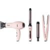imageLANGE HAIR Bijou Luxury Styling Set  32mm and 25mm Titanium Curling Wand  Hair Ceramic Straightener  Professional Hair Dryer  Negative Ionic Technology  Rose Gold  Pack of 4