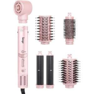 L’ANGE HAIR TurboStyle All-in-One Air Styling & Drying System | 5-in-1 Attachments with Auto-Wrap Curlers & Volumizing Brush | Fast-Drying Brushless Motor Dryer | Dual Voltage | All Hair Types (Black)(Blush)