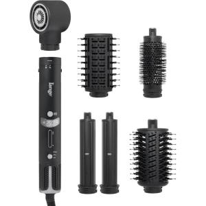 L’ANGE HAIR TurboStyle All-in-One Air Styling & Drying System | 5-in-1 Attachments with Auto-Wrap Curlers & Volumizing Brush | Fast-Drying Brushless Motor Dryer | Dual Voltage | All Hair Types (Black)(Black)