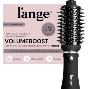 L’ANGE HAIR VolumeBoost 60mm 2-in-1 Ceramic Volumizing Brush Dryer | Fast Drying & Styling for Frizz-Free, Voluminous Blowouts | Ceramic-Coated Barrel (Black)(Black)