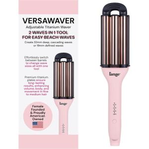 L’ANGE Hair VersaWaver Adjustable Titanium Waver | Pick 19mm or 32mm Waves with 1 Tool | Titanium 3-Barrel Waving Tool | Cool Tip Also Rotates Barrel to Change Wave Lengths (Black)(Blush)