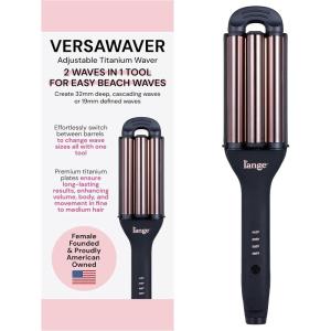 L’ANGE Hair VersaWaver Adjustable Titanium Waver | Pick 19mm or 32mm Waves with 1 Tool | Titanium 3-Barrel Waving Tool | Cool Tip Also Rotates Barrel to Change Wave Lengths (Black)(Black)