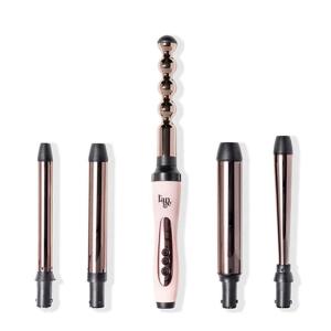 L’Ange Hair Le Cinq 5 in 1 Curling Wand Set – Comes with 19mm, 25mm, 32mm, 19-25mm and Bubble Titanium Barrels – Professional Curling Iron Set – Interchangeable Curling Wand Set