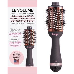 L’ANGE HAIR Le Volume 2-in-1 Titanium Blow Dryer Brush | Hot Air Brush for Hair Drying & Styling | Ionic Oval Barrel for Smooth, Frizz-Free Volume | (Blush – 75mm)((Black – 75mm))