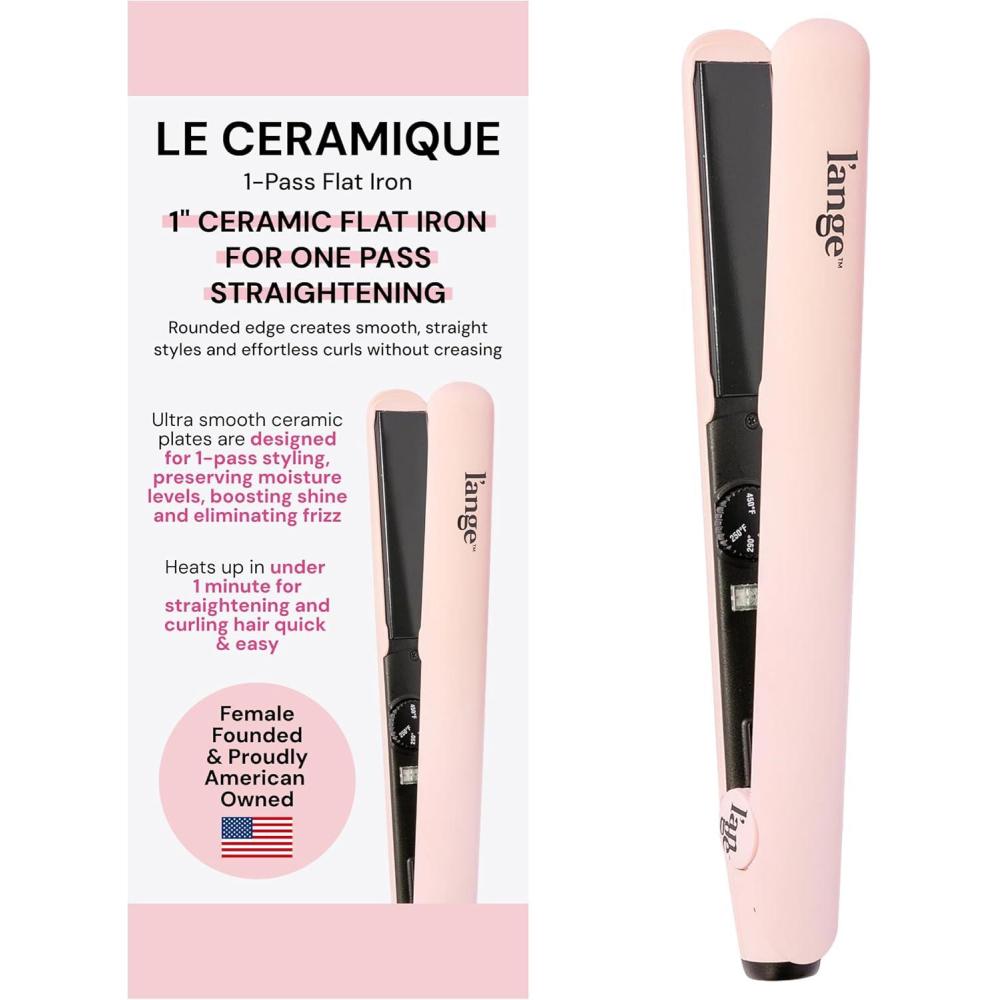 imageLANGE HAIR Le Ceramique 1Pass Flat Iron Hair Straightener  Fast Heating Ceramic Flat Iron  Best Hot Tools Professional Hair Straightener to Lock in Moisture amp Shine  BlushBlush