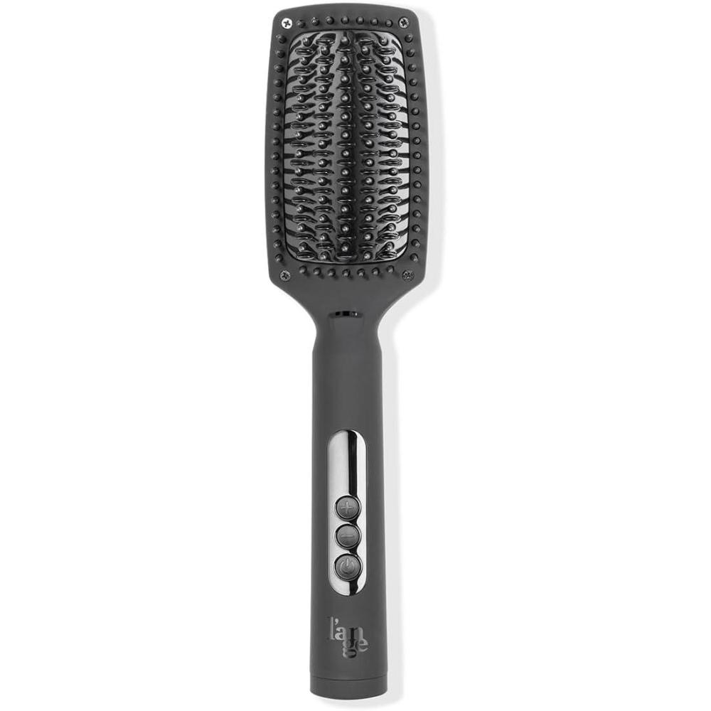 imageLANGE HAIR Le Vite Curve Ceramic Straightening Brush  Heated Straightener Flat Iron for Smooth Anti Frizz Hair  for All Hair Lengths  Hot Styling Brush for Effortless Straightening BlushBlack