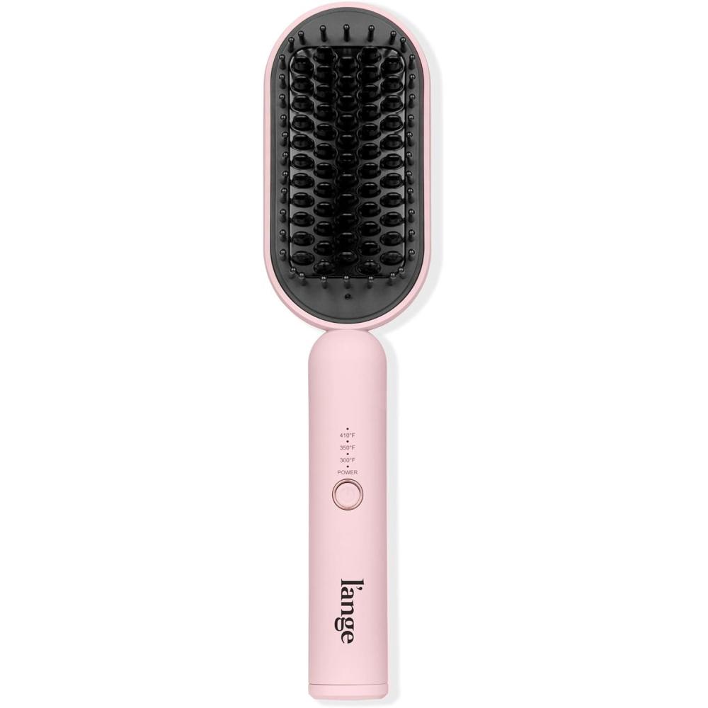 imageLANGE HAIR Mane Pass Straightening Hot Brush  Hair Straightening Brush with Ceramic Bristles amp Negative Ion Technology  Adjustable Temp  Auto ShutOff amp Dual Voltage  BlackBlush