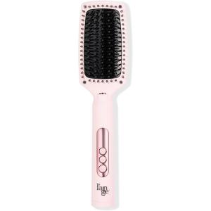 L’ANGE HAIR Le Vite Curve Ceramic Straightening Brush | Heated Straightener Flat Iron for Smooth, Anti Frizz Hair | for All Hair Lengths | Hot Styling Brush for Effortless Straightening (Blush)(Blush)