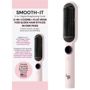 L’ANGE HAIR Smooth-It 2-in-1 Hot Comb Straightener | Digital Straightening Comb with Adjustable Heat Dial | Ionic Technology for Frizz-Free Styling | for All Hair Types (Blush)(Digital Comb – Blush)
