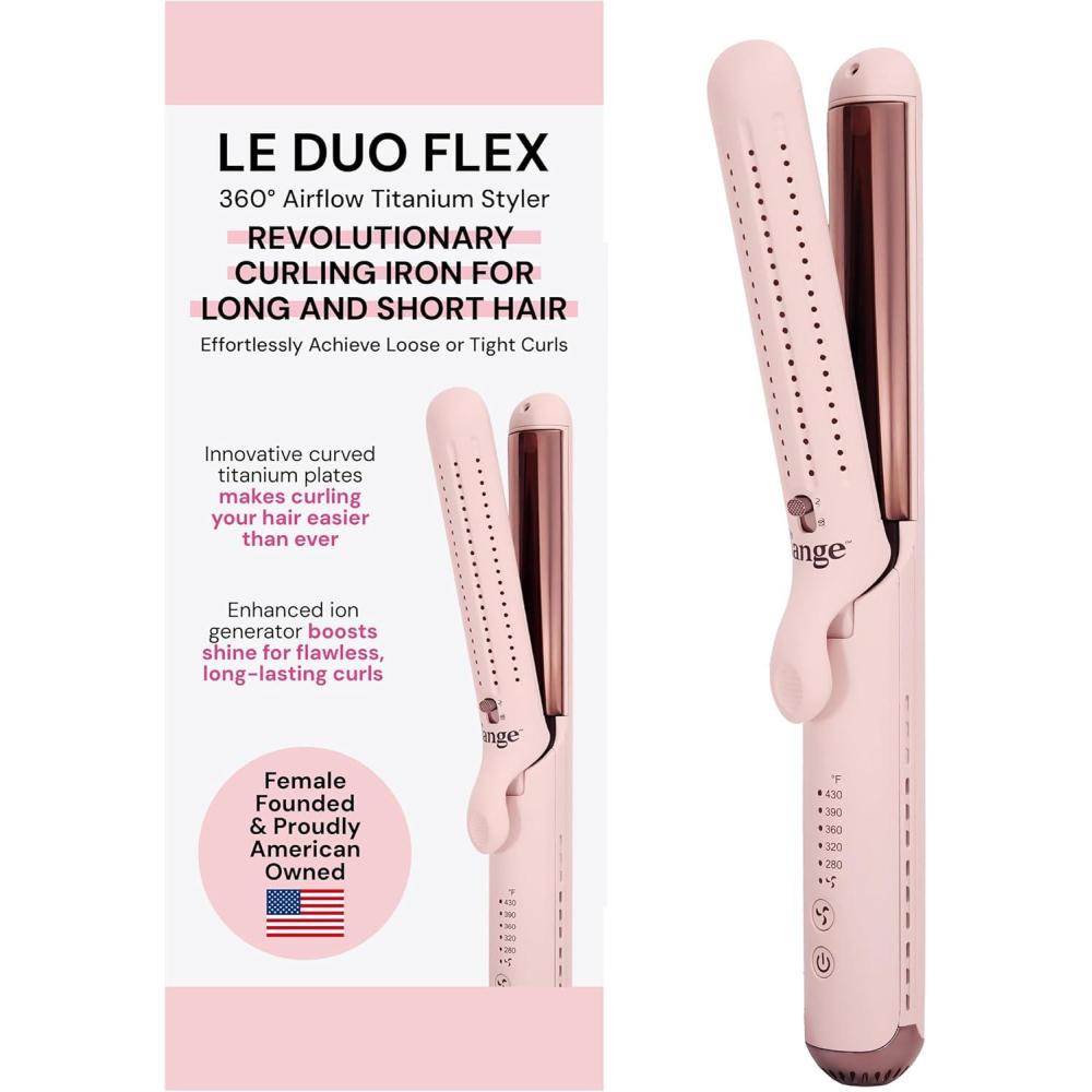 imageLANGE HAIR Le Duo Flex 360 Airflow Titanium Styler  Curling Iron with Adjustable Settings Creates Waves  Air Flow Styler Enhances Volume Locks  Dual Voltage Tool for All Hair Types BlushBlush