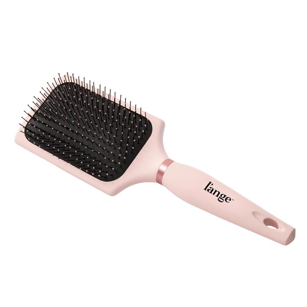 imageLANGE HAIR Siena Paddle Nylon Brush  Helps Groom and Detangle All Types of Hair  HeatResistant NylonTipped Bristles  Blush