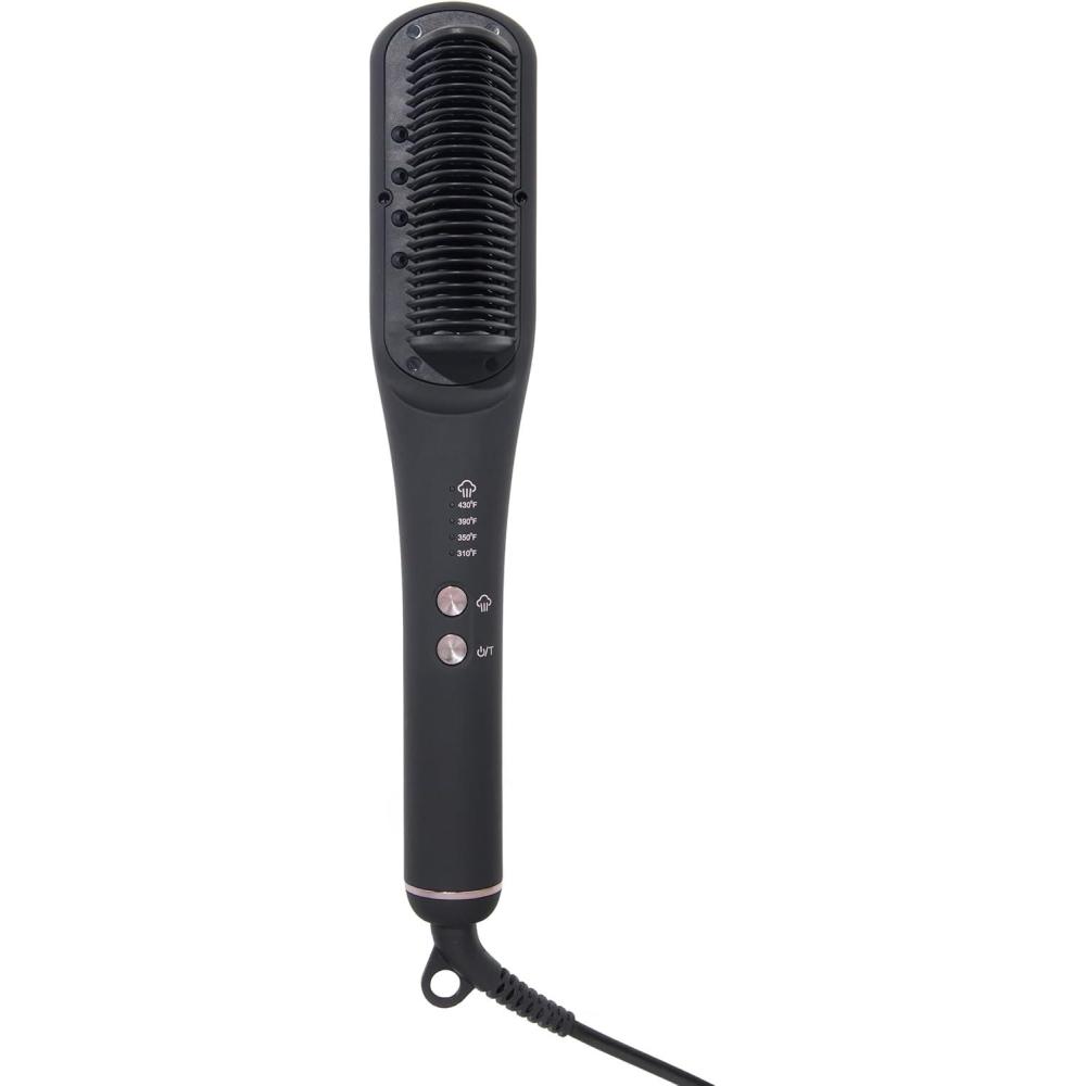 imageLANGE HAIR SteamSmooth Steam Smoothing Comb  Coconut OilInfused Steam Brush for Sleek Shiny Results  Negative Ion Frizz Control  Hydrates amp Straightens Hair  BlushBlack