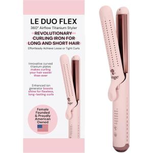 L’ANGE HAIR Le Duo Flex 360° Airflow Titanium Styler | Curling Iron with Adjustable Settings Creates Waves | Air Flow Styler Enhances Volume Locks | Dual Voltage Tool for All Hair Types (Blush)(Blush)