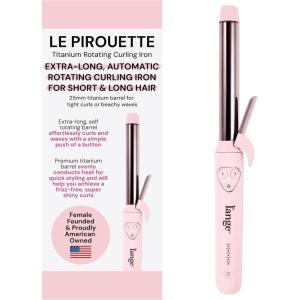 L’ANGE HAIR Le Pirouette 25MM Titanium Rotating Curling Iron Self-Rotating Curler | Curls and Waves for Beginners and Pros | Premium Titanium 1 Inch Barrel | Blush(25mm Blush)