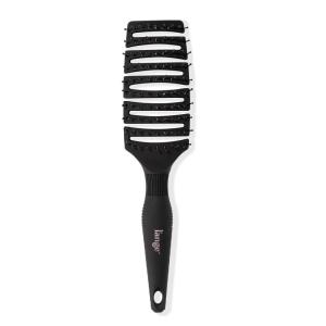 L’ANGE HAIR Siena Curved Vented Hair Brush | Detangling Brush with Nylon Bristles | Best for Tangles and Knots | Ideal for Men and Women | Flexible Design for Airflow (Black)(Black)