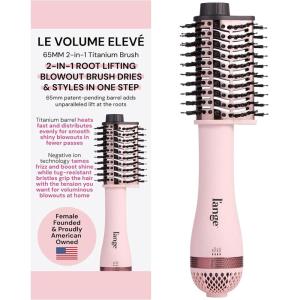 L’ANGE Hair Le Volume Elevé 65MM 2-in-1 Titanium Brush Dryer | Dry and Style | Unique Teardrop Shape Barrel | 3 Heat Settings | 360° Vented Airflow | Ionic Technology for Frizz-Free Styling (Blush)((Blush – 65mm))