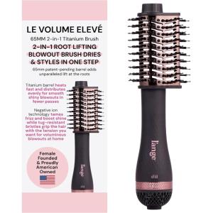 L’ANGE Hair Le Volume Elevé 65MM 2-in-1 Titanium Brush Dryer | Dry and Style | Unique Teardrop Shape Barrel | 3 Heat Settings | 360° Vented Airflow | Ionic Technology for Frizz-Free Styling (Blush)((Black – 65mm))