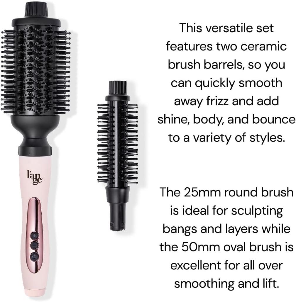 imageLANGE HAIR Le Shape Duet Thermal Brush Set  2 Interchangeable Ceramic Barrels with Nylon Bristles  Effortless Hair Sculpting  Best Hair Styling Tool