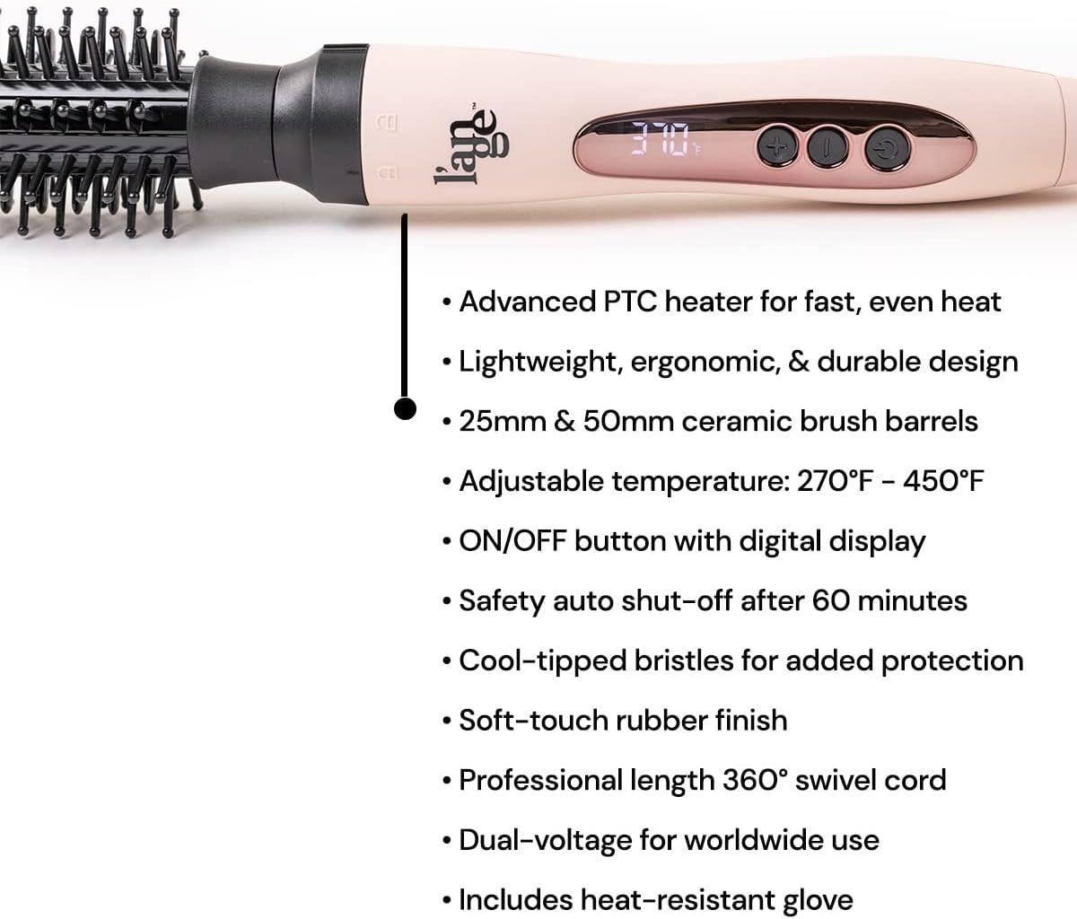 imageLANGE HAIR Le Shape Duet Thermal Brush Set  2 Interchangeable Ceramic Barrels with Nylon Bristles  Effortless Hair Sculpting  Best Hair Styling Tool