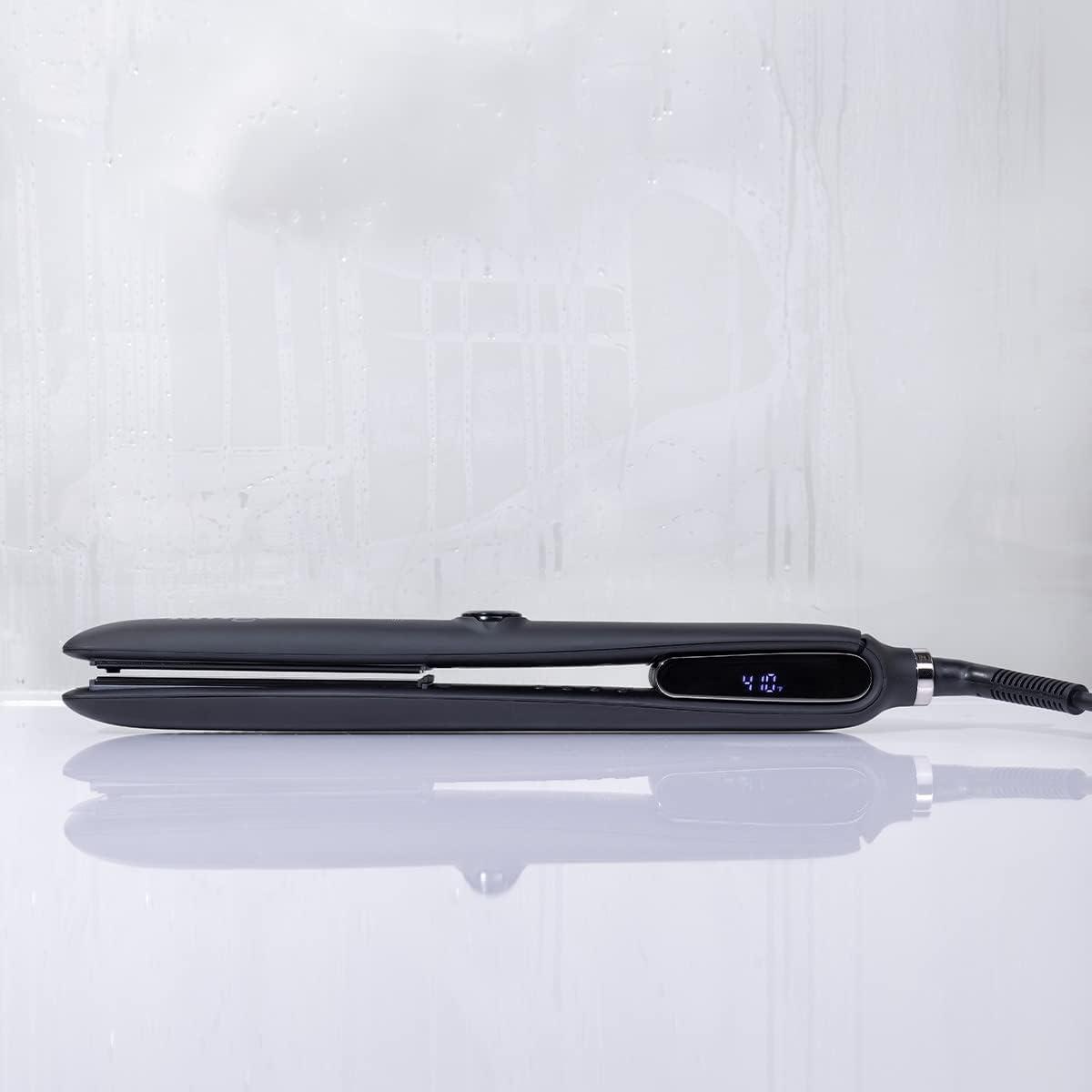 imageLANGE HAIR Le Vapour Infrared Steam Flat Iron Straightener  Professional Curling Best Hot for Straightening amp Dual Voltage Travel Black