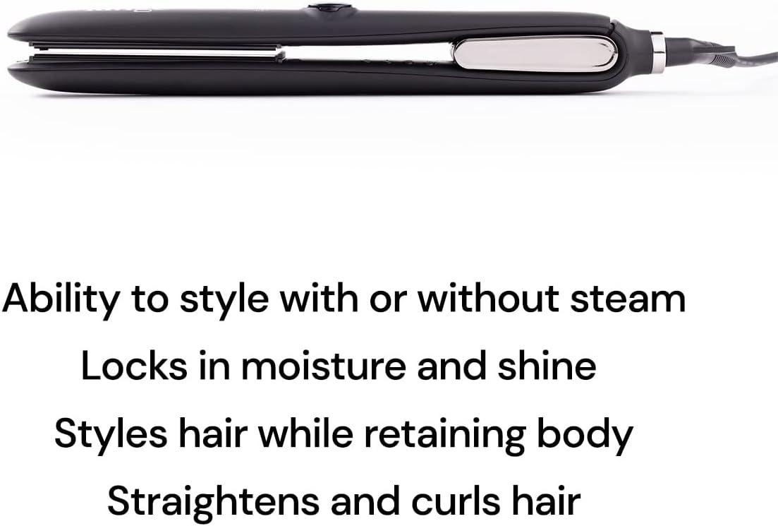 imageLANGE HAIR Le Vapour Infrared Steam Flat Iron Straightener  Professional Curling Best Hot for Straightening amp Dual Voltage Travel Black