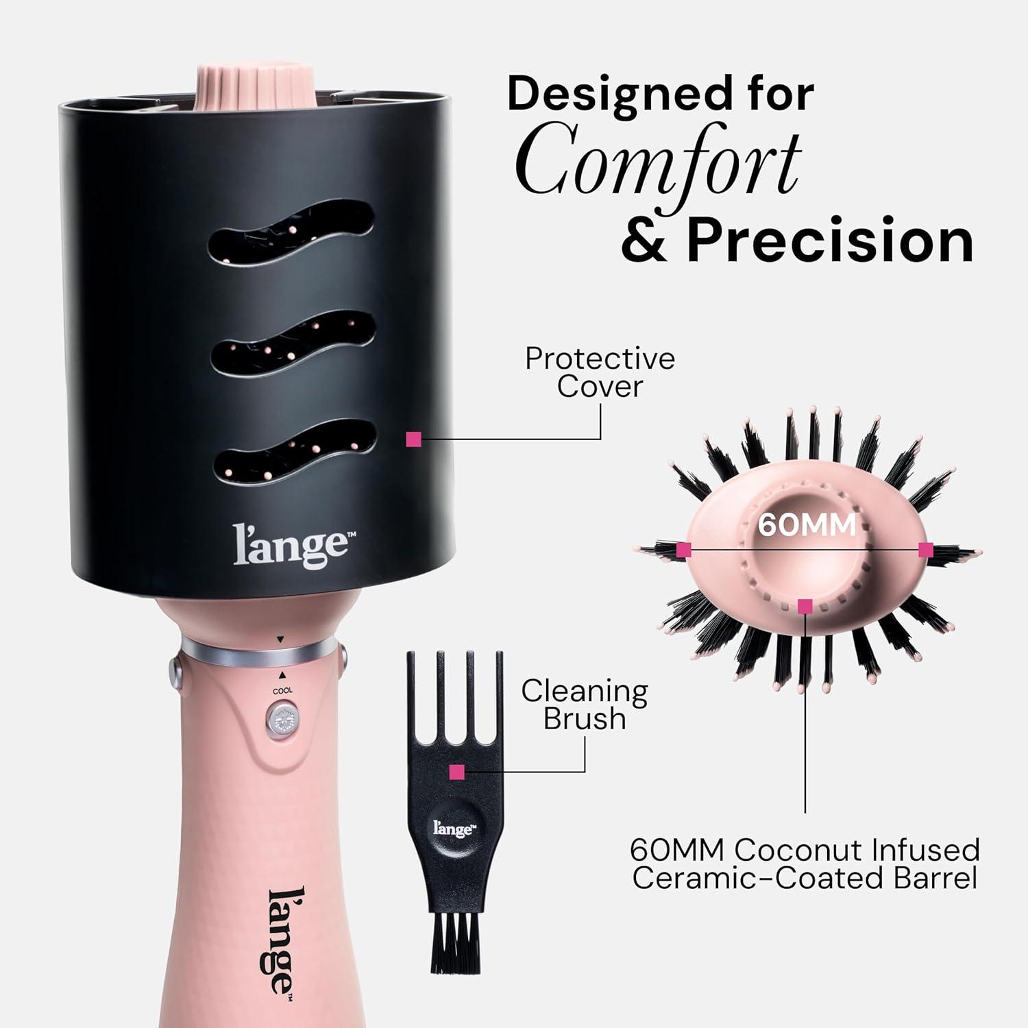 imageLANGE HAIR VolumeBoost 60mm 2in1 Ceramic Volumizing Brush Dryer  Fast Drying amp Styling for FrizzFree Voluminous Blowouts  CeramicCoated Barrel RedBlush