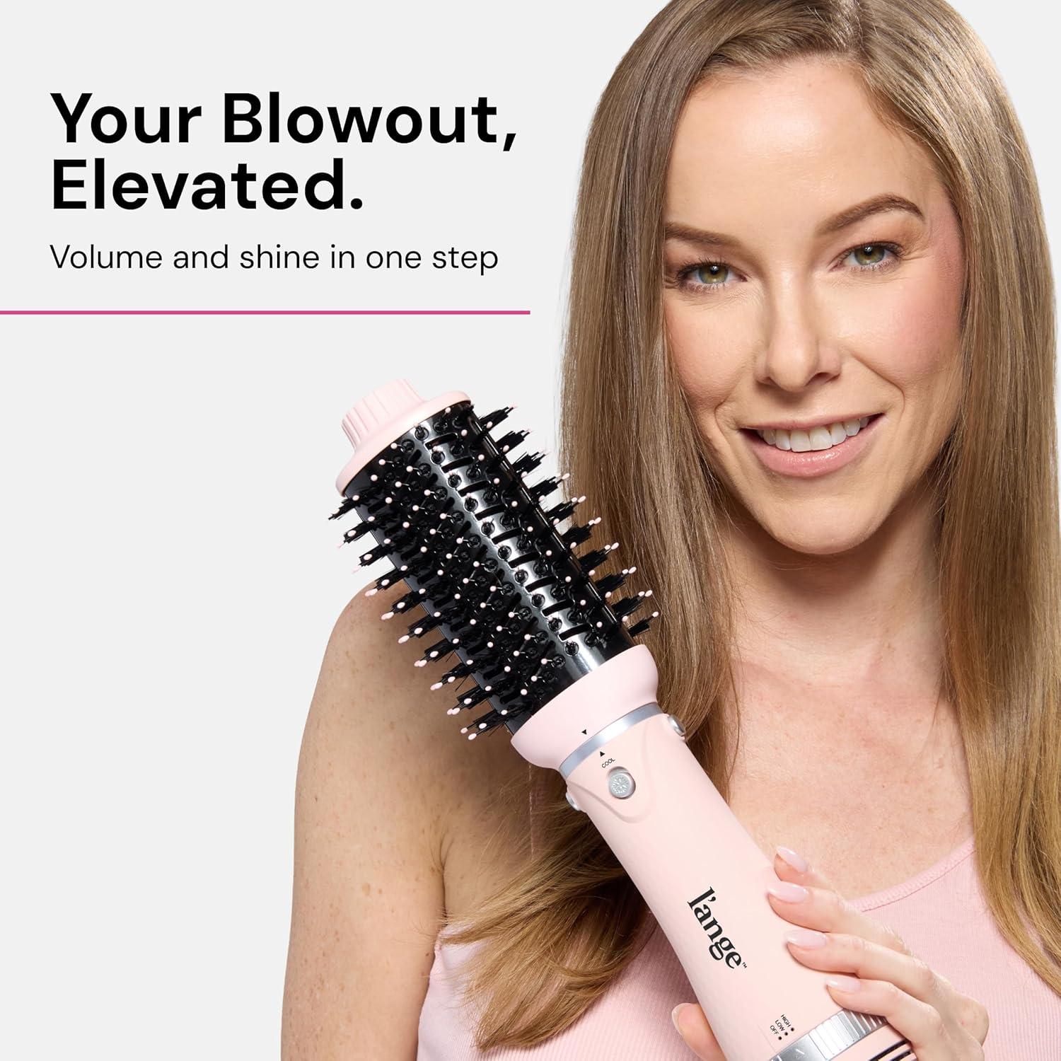 imageLANGE HAIR VolumeBoost 60mm 2in1 Ceramic Volumizing Brush Dryer  Fast Drying amp Styling for FrizzFree Voluminous Blowouts  CeramicCoated Barrel RedBlush
