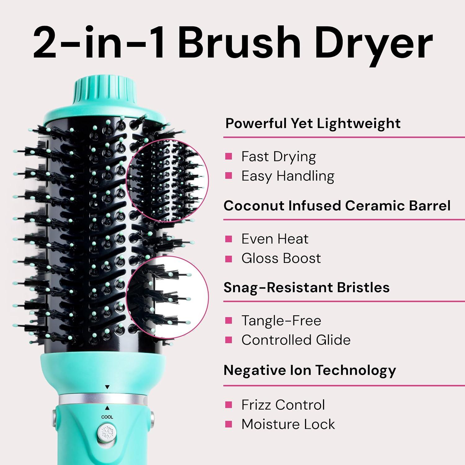imageLANGE HAIR VolumeBoost 60mm 2in1 Ceramic Volumizing Brush Dryer  Fast Drying amp Styling for FrizzFree Voluminous Blowouts  CeramicCoated Barrel RedBlue