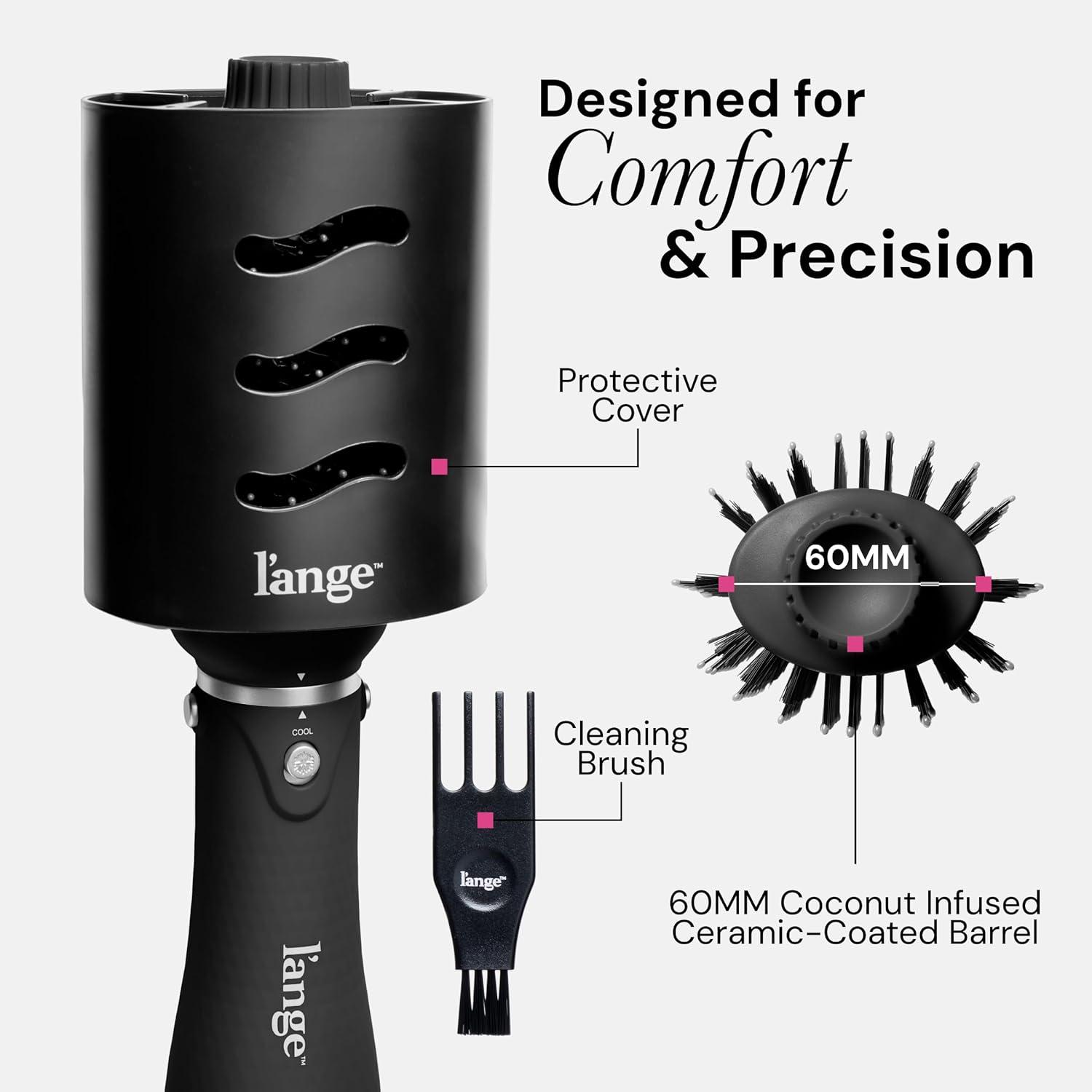imageLANGE HAIR VolumeBoost 60mm 2in1 Ceramic Volumizing Brush Dryer  Fast Drying amp Styling for FrizzFree Voluminous Blowouts  CeramicCoated Barrel RedBlack