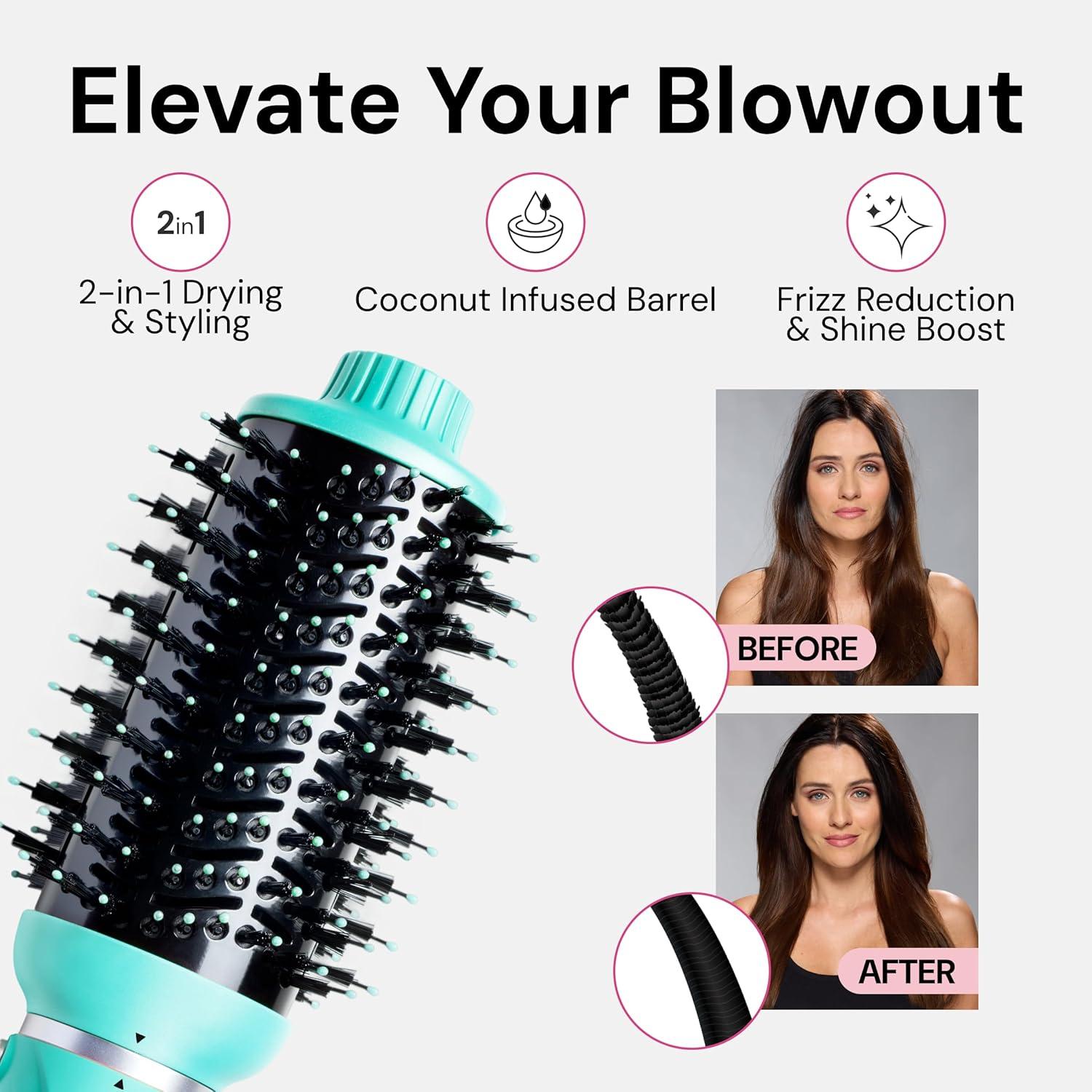 imageLANGE HAIR VolumeBoost 60mm 2in1 Ceramic Volumizing Brush Dryer  Fast Drying amp Styling for FrizzFree Voluminous Blowouts  CeramicCoated Barrel RedBlue