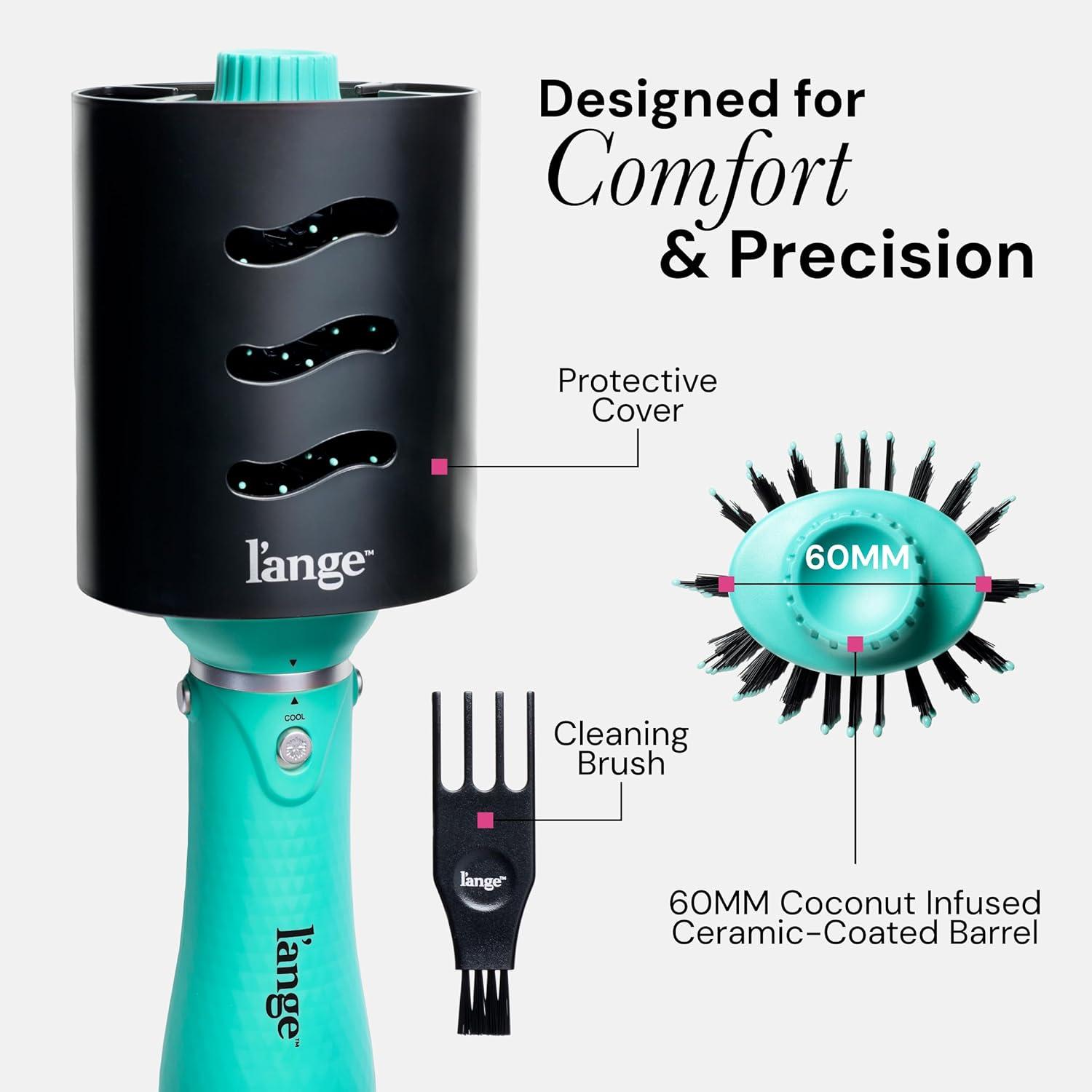 imageLANGE HAIR VolumeBoost 60mm 2in1 Ceramic Volumizing Brush Dryer  Fast Drying amp Styling for FrizzFree Voluminous Blowouts  CeramicCoated Barrel RedBlue
