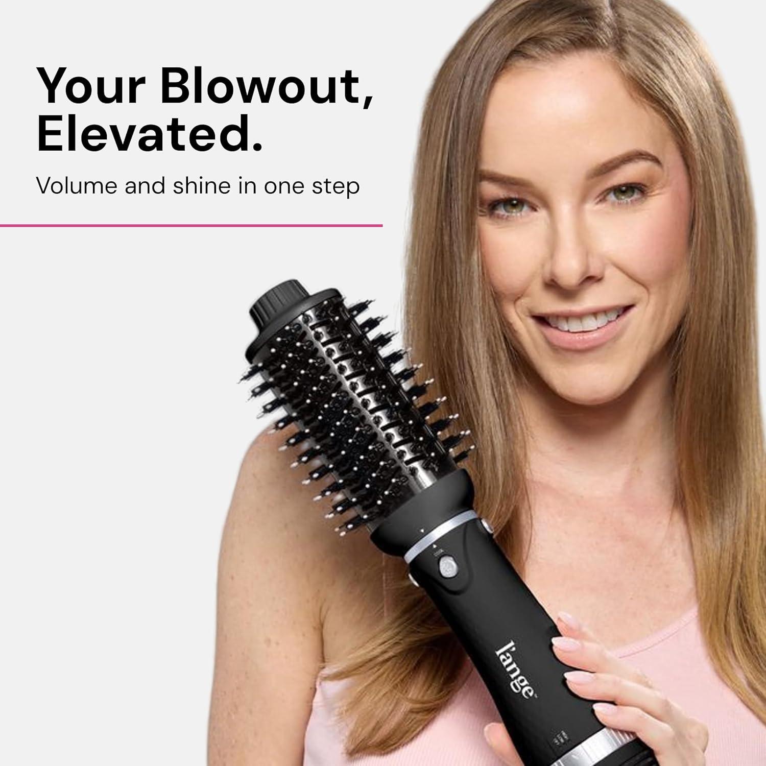 imageLANGE HAIR VolumeBoost 60mm 2in1 Ceramic Volumizing Brush Dryer  Fast Drying amp Styling for FrizzFree Voluminous Blowouts  CeramicCoated Barrel RedBlack