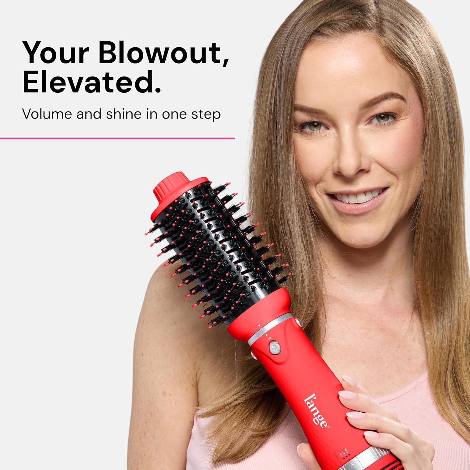 imageLANGE HAIR VolumeBoost 60mm 2in1 Ceramic Volumizing Brush Dryer  Fast Drying amp Styling for FrizzFree Voluminous Blowouts  CeramicCoated Barrel RedRed