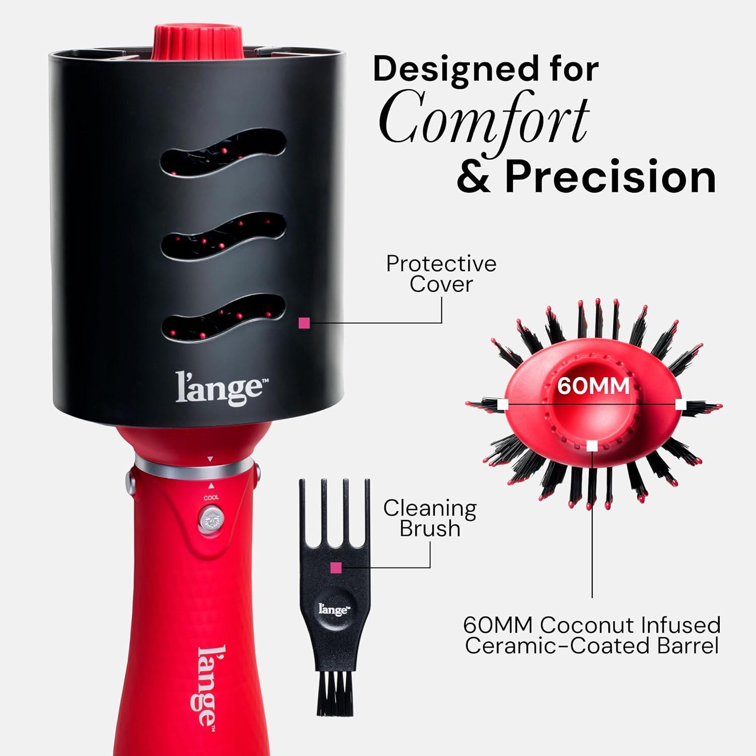 imageLANGE HAIR VolumeBoost 60mm 2in1 Ceramic Volumizing Brush Dryer  Fast Drying amp Styling for FrizzFree Voluminous Blowouts  CeramicCoated Barrel RedRed